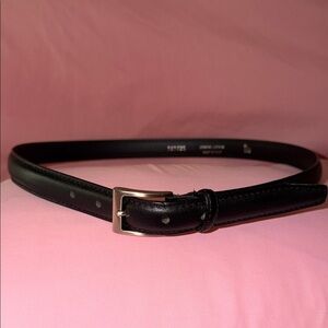 MADE IN ITALY  Black Leather Women’s Belt with Polished Buckle
